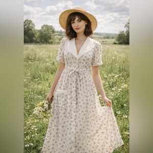 Vintage Floral cottage prairie feminine Print Women's Nightgown